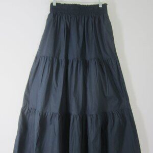 New Skies Are Blue Womens S Navy Blue Cotton Tiered Maxi Skirt Gathered Boho
